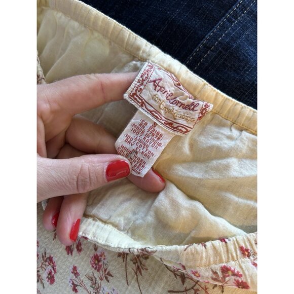 Vintage 90s April Cornell Calico Floral Frilly Pull On Maxi Skirt Small Cottage - Picture 5 of 7